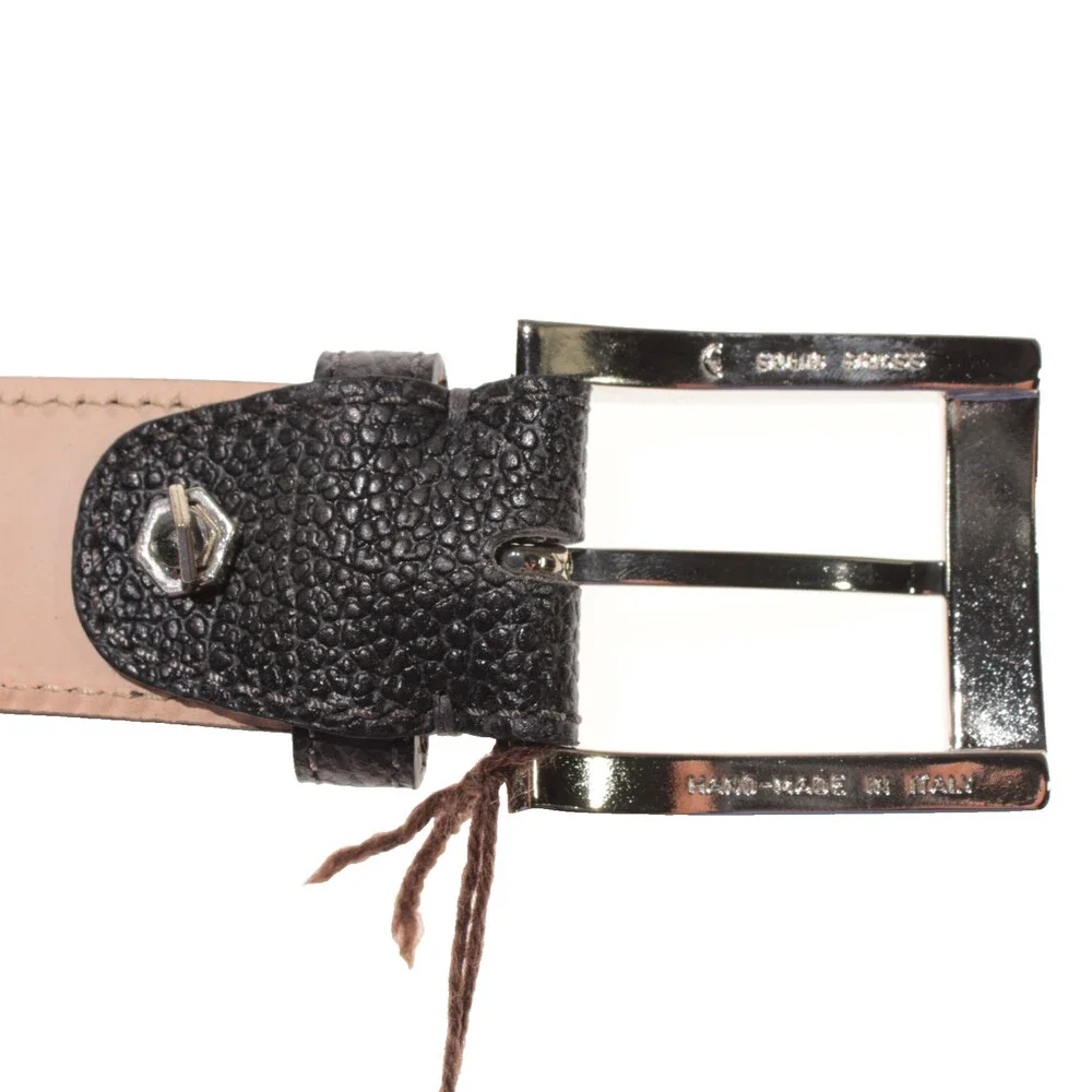 Di Bianco NWT Cut to Size Dress Belt In Solid Gray Pebbled Leather One Size